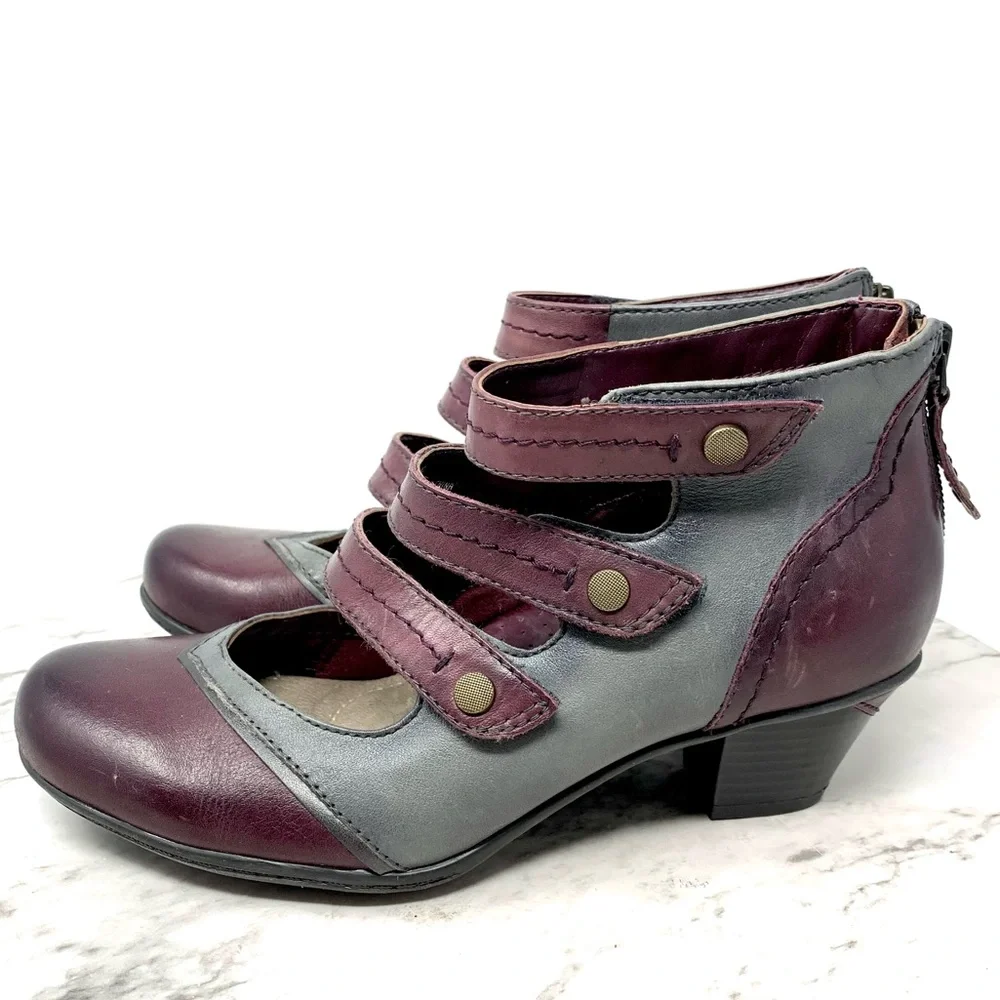 Earth Serano Multi-Strap Two Tone Booties 6 Comfort Whimsigoth Lagenlook - Picture 3 of 16